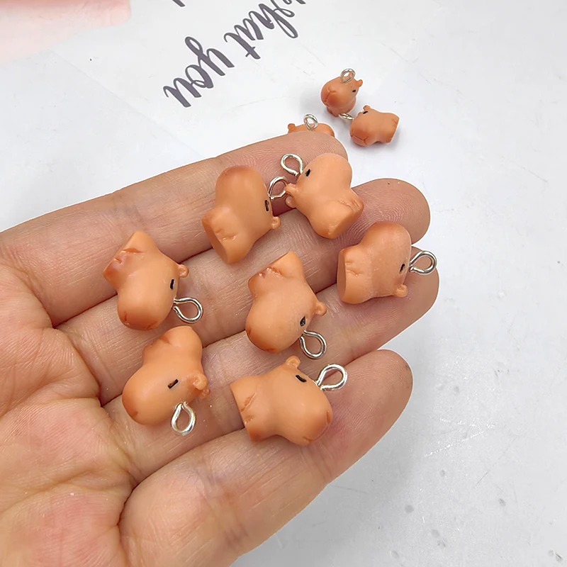 Resin Craft Projects - 10pcs Gantungan Kunci Capybara Kecil Lucu