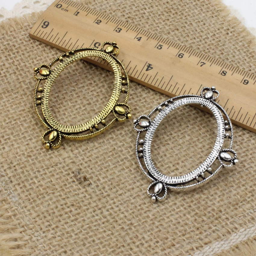 Bezels Set Pendant - Cocok 30X40 Mm Oval Cabochon Antik
