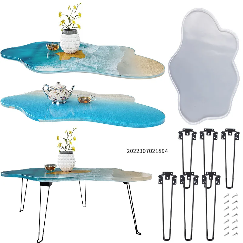 Resin Ocean Wave Mold - Besar 61Cm Tidak Teratur Nampan Epoksi