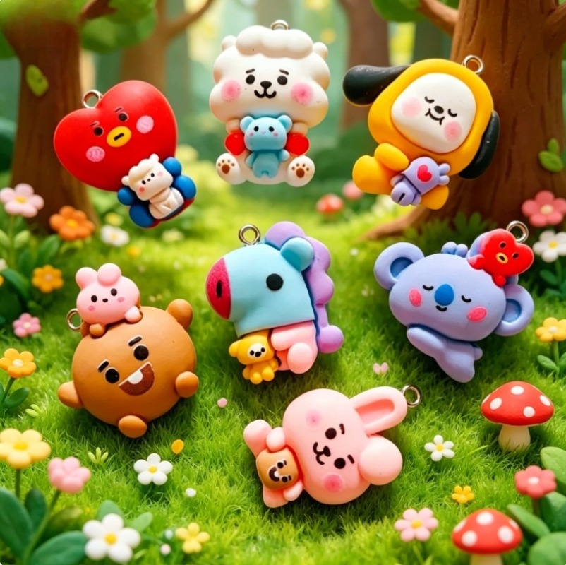 7pcs BT21 Resin Kartun Charm A - Resin Crafts Diy ulasan dan harga