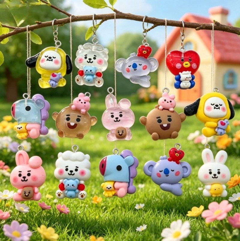 7pcs BT21 Resin Kartun Charm A - Resin Crafts Diy ulasan dan harga