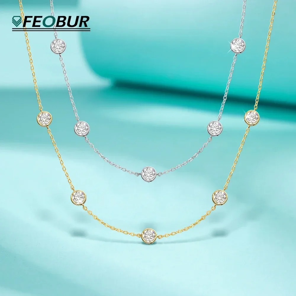 Kalung Moissanite 5Mm Berserti - Bezels Set Pendant ulasan dan harga
